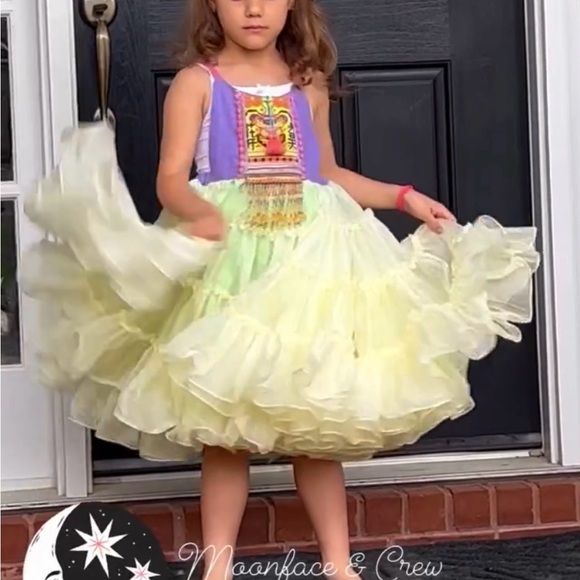 Custom Embroider Unique Girl Pageant GipsyMaja Dress 3 4 5 6 7 Handmade Moonface